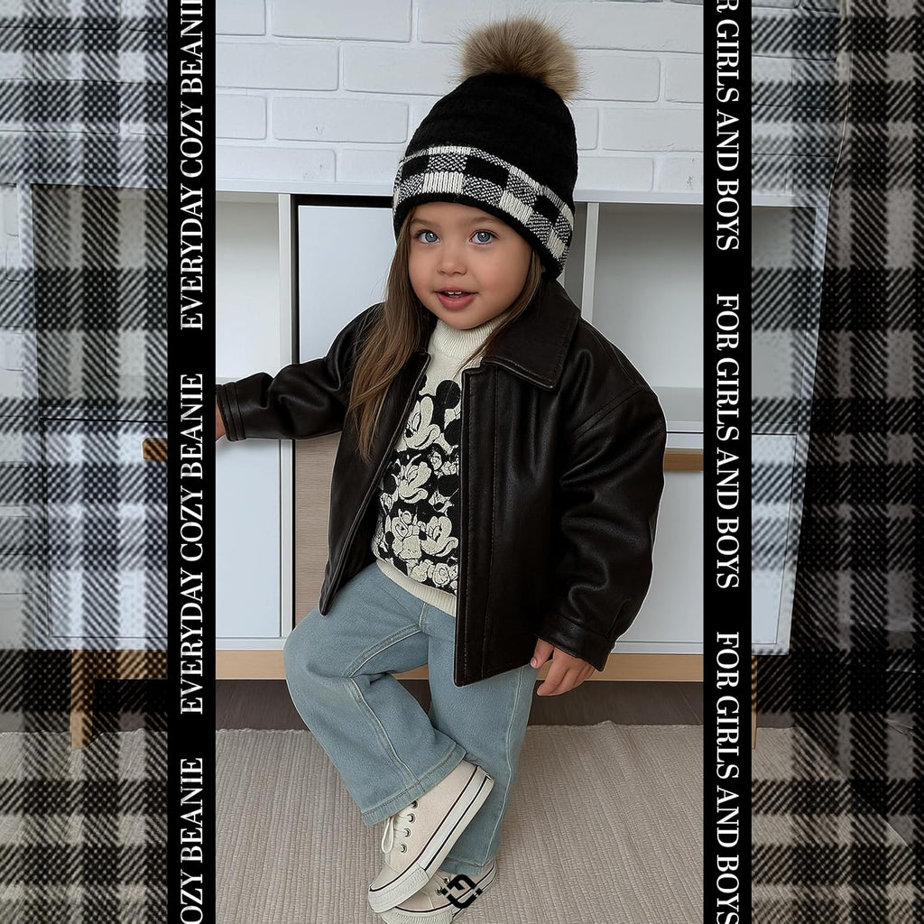 Toddler Pom Beanie – Kids Winter Hat for Ages 1–4, Baby Boy & Girl Knit Beanies, Warm Cozy Knit Snow Hats