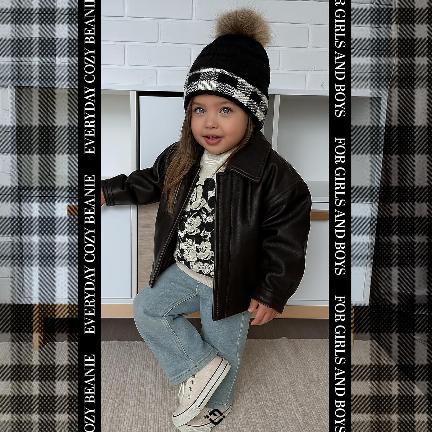 Toddler Pom Beanie – Kids Winter Hat for Ages 1–4, Baby Boy & Girl Knit Beanies, Warm Cozy Knit Snow Hats